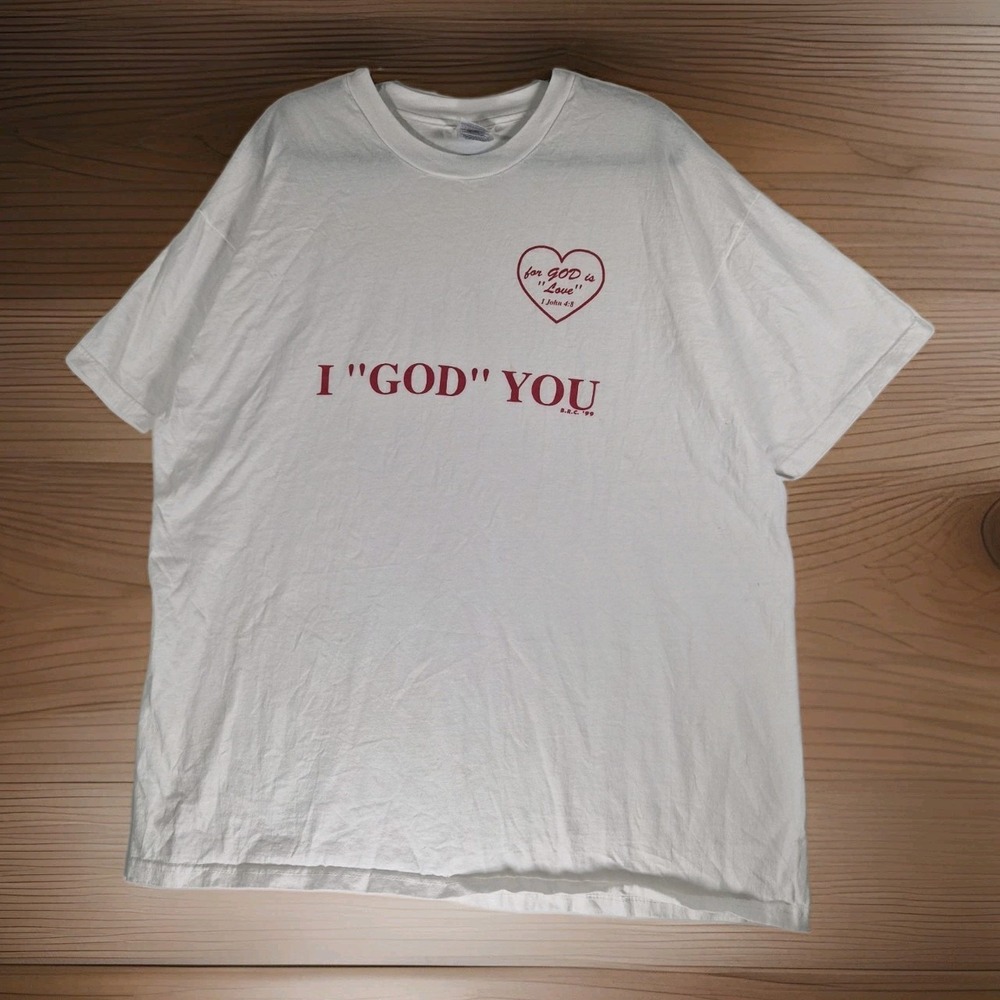 Vintage 1999 Christian T Shirt I "God" You Jesus Bible Verse Hanes XXL USA